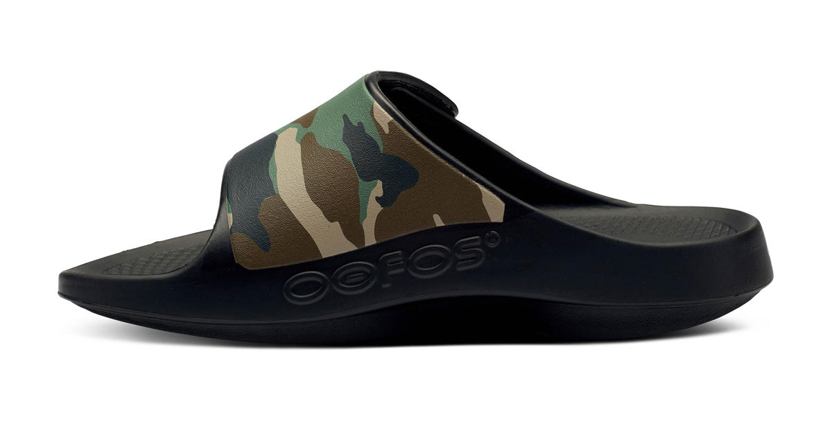 OOFOS Men's OOahh Sport Flex LTD Edition Slides, Woodland Camo oofos