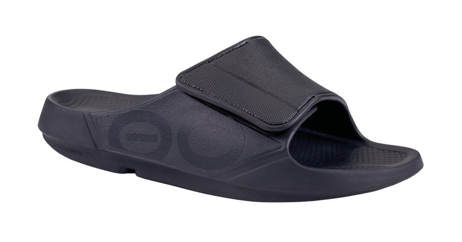OOFOS Women's OOahh Sport Flex Recovery Slides, Black Matte